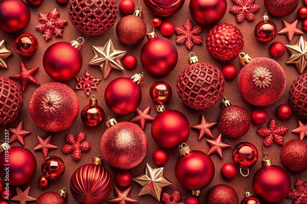 Red Christmas Pattern with Ornaments for Fabrics, Covers, and Postcards – Perfect for Holiday Designs and Seasonal Prints Red Christmas Pattern with Ornaments for Fabrics, Covers, and Postcards – Perfect for Holiday Designs and Seasonal Prints