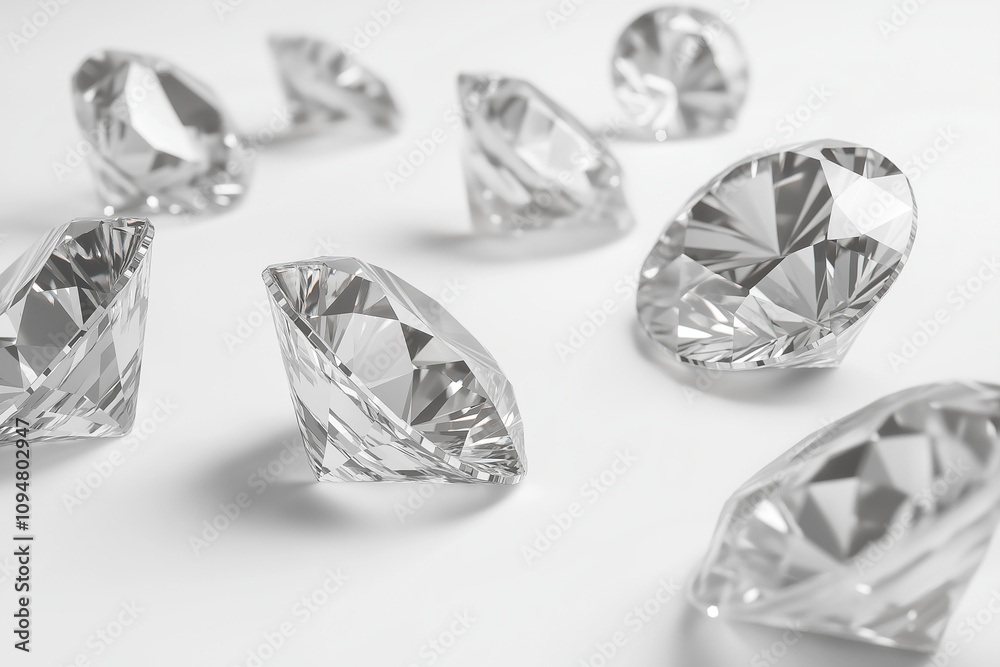 A collection of ethical lab-grown diamonds in various cuts and sizes, displayed on a sleek, modern surface, showcasing their versatility. The image has a transparent background and is provided as a PN A collection of ethical lab-grown diamonds in various cuts and sizes, displayed on a sleek, modern surface, showcasing their versatility. The image has a transparent background and is provided as a PN