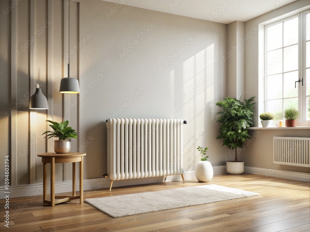White Radiator Heater Isolated Against a Wall: Cozy Home Interior ...