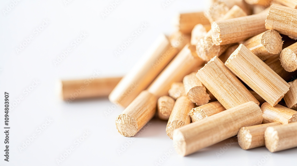 pile of wooden dowels on white background, showcasing their smooth texture and cylindrical shape. These dowels are commonly used in woodworking and crafting projects for structural support pile of wooden dowels on white background, showcasing their smooth texture and cylindrical shape. These dowels are commonly used in woodworking and crafting projects for structural support