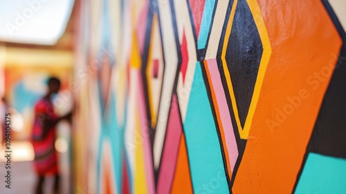 Artisans are creating vibrant Ndebele murals on a traditional house in Cape Town photo