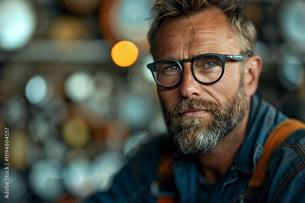 Experienced engineer in industrial uniform at big company enterprise generative AI illustration Experienced engineer in industrial uniform at big company enterprise generative AI illustration