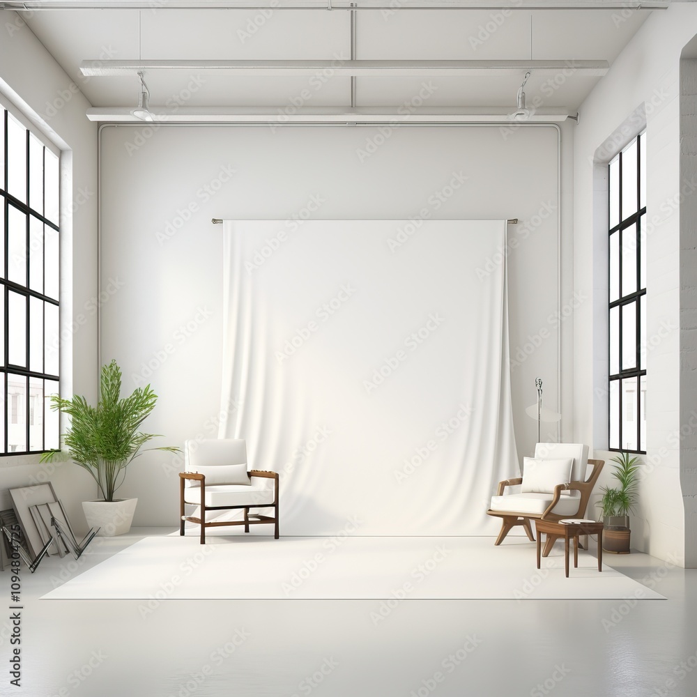 Fototapeta premium minimalistic white studio setting