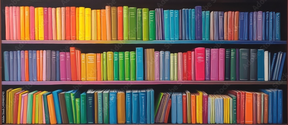 Vibrant Spectrum: A Colorful Library Bookcase Vibrant Spectrum: A Colorful Library Bookcase