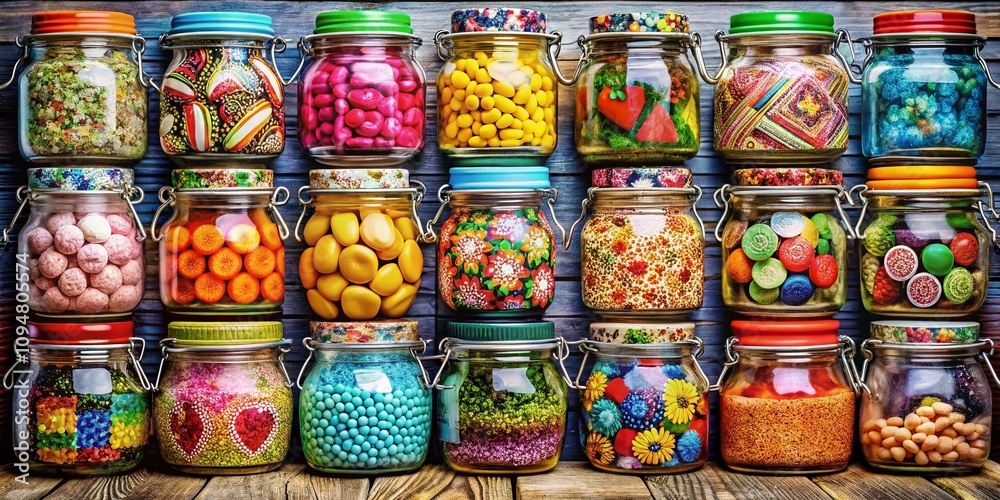 Fototapeta premium Aerial Photography of Colorful Jar Clip Art Collection with Various Designs and Textures for Creative Projects and Marketing Materials