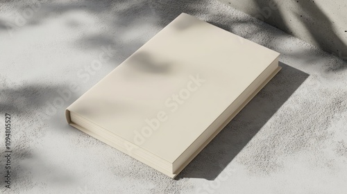 Cream Book Mockup on Concrete Background
