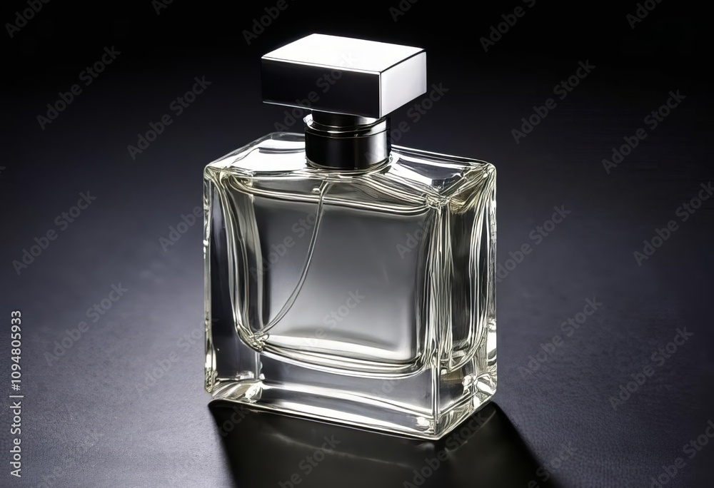 A close-up of a perfume bottle on a black background A close-up of a perfume bottle on a black background