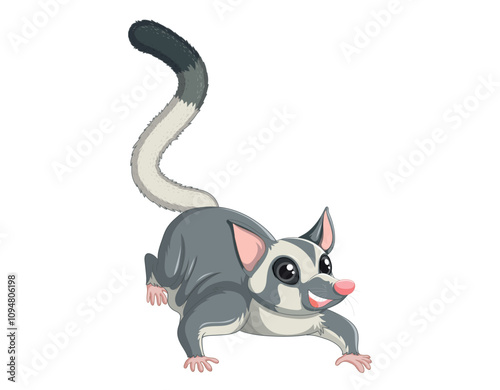 cute sugar glider cartoon character vector illustration