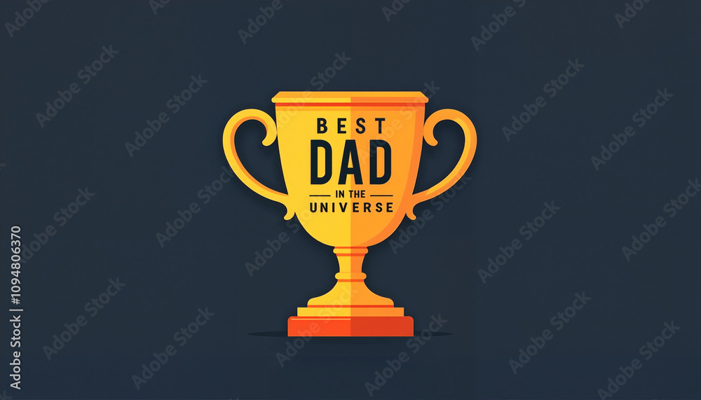 Best Dad in the Universe trophy illustration on dark blue background, international Father's Day celebratin Best Dad in the Universe trophy illustration on dark blue background, international Father's Day celebratin