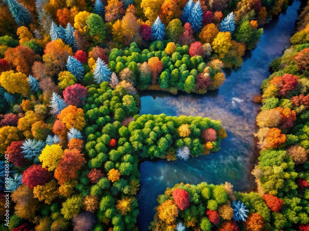 Fototapeta premium Aerial Photography of Various Natural Landscapes Forming the Letter F, Showcasing Unique Patterns and Colors from Above, Perfect for Creative and Educational Projects