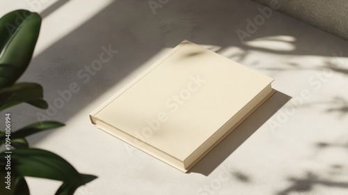 Cream Book Mockup on Neutral Background