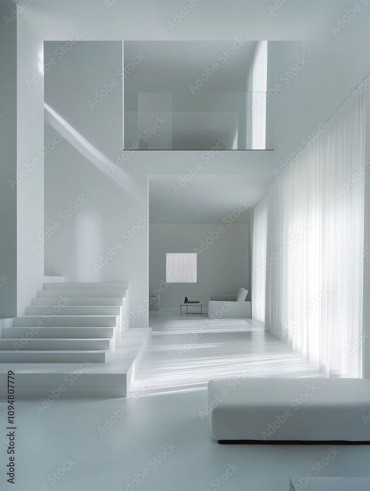 Modern Minimalist White Interior Design Space Modern Minimalist White Interior Design Space