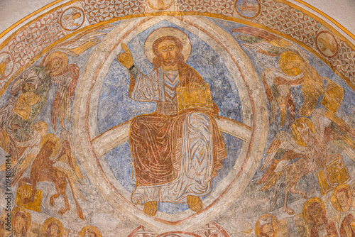 Obraz na płótnie Romanesque fresco o f Christ in Majesty. Övraby church, w salonie