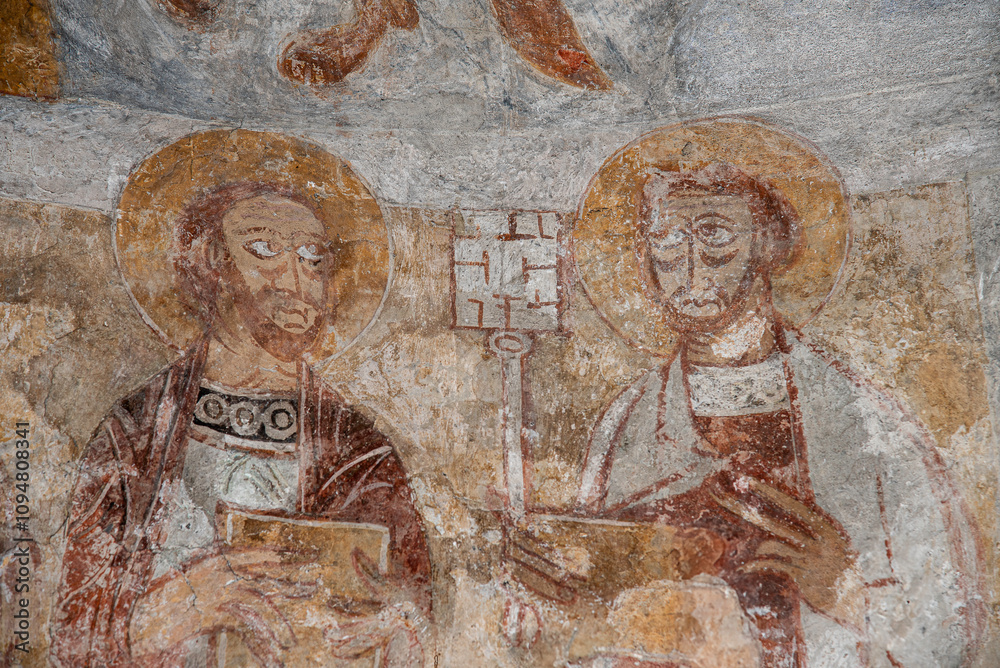 Romanesque fresco of St. Paul and St. Peter