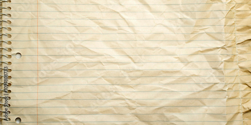 Blank crumpled lined notebook paper .Blank Crumpled Lined Notebook Paper Texture with Visible Folds and Creases for Creative Uses