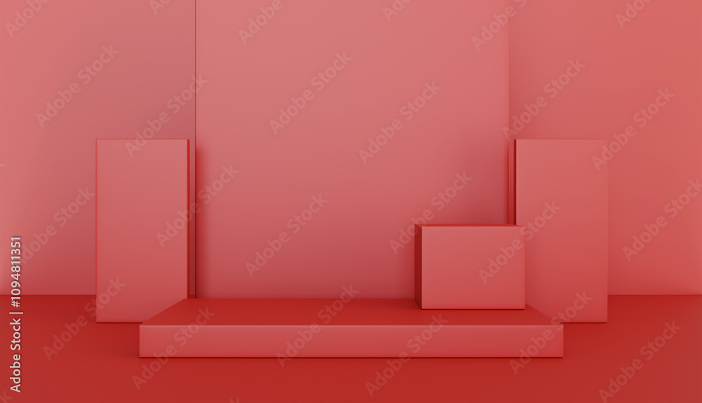 Chinese New Year podium with lunar paper cut or mid autumn festival with festive lanterns Chinese New Year podium with lunar paper cut or mid autumn festival with festive lanterns