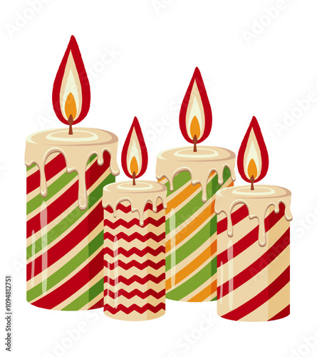 Birthday Candle. Festive Illustrated Candles for Holiday Decor