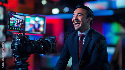  News anchor laughing uncontrollably during a live broadcast (3) photo