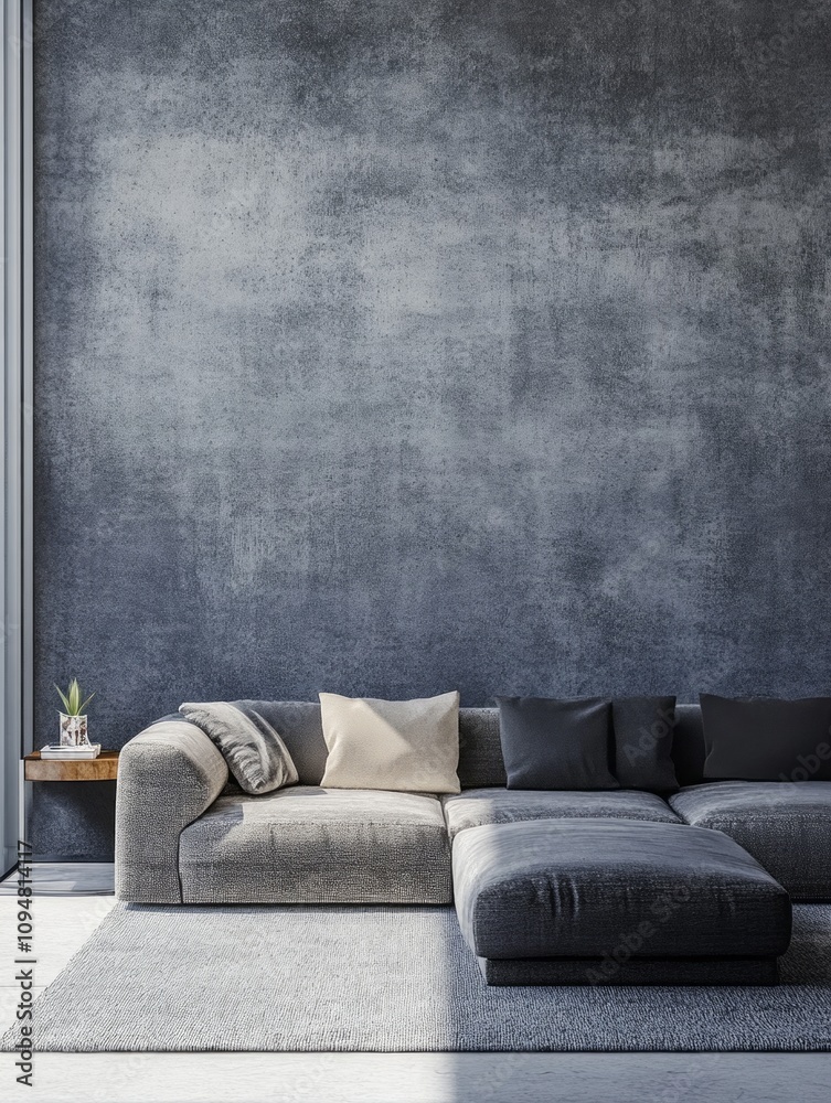Modern Sectional Sofa Against Textured Wall Modern Sectional Sofa Against Textured Wall