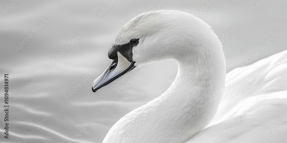 Fototapeta premium The intricate features of a swan's profile captured, showcasing beauty and serene nature.
