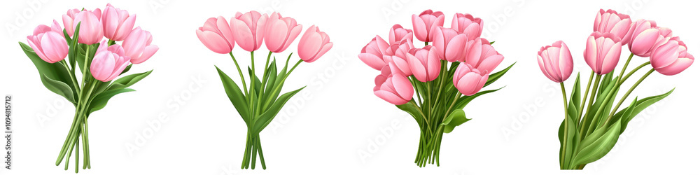 collection of vibrant pink tulips in various arrangements, showcasing their delicate petals and lush green stems, perfect for spring decor or floral designs collection of vibrant pink tulips in various arrangements, showcasing their delicate petals and lush green stems, perfect for spring decor or floral designs