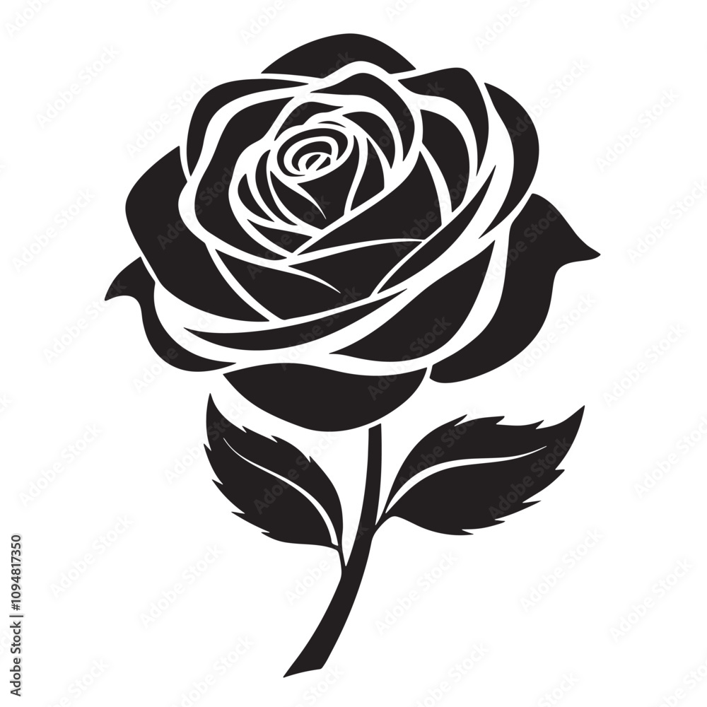 rose silhouette vector on white background rose silhouette vector on white background