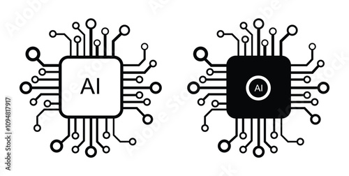 Artificial intelligence icon set. Vector graphic illustration on white background. ai. artificial. automate. intelligent.