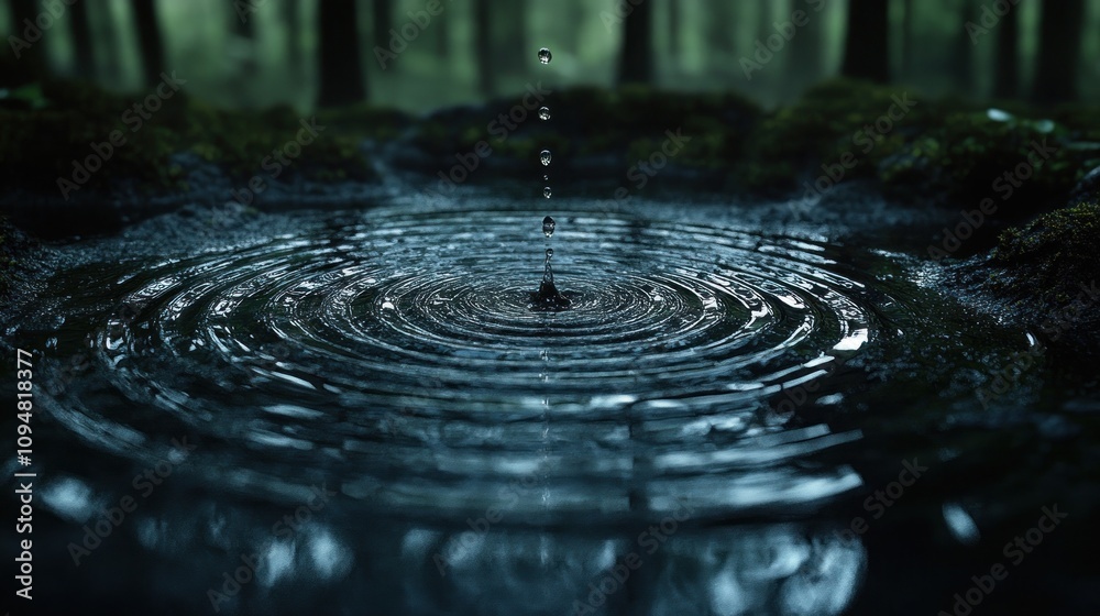 Water Droplet Ripples in Forest Water Droplet Ripples in Forest