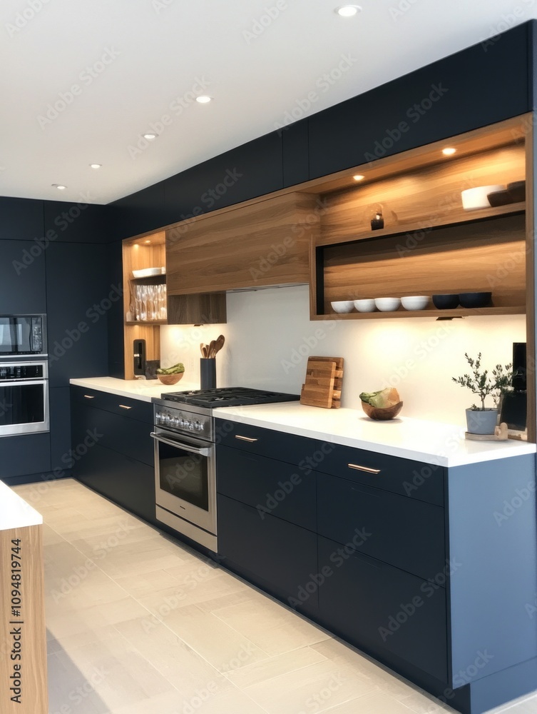 Modern Kitchen Design With Dark Cabinets And Wood Accents Modern Kitchen Design With Dark Cabinets And Wood Accents