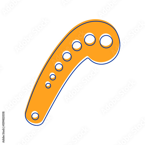 Simple sewing curve ruler vector illustration, dressmaking curve ruler illustration in hand drawn style