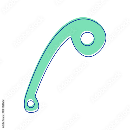 Simple sewing curve ruler vector illustration, dressmaking curve ruler illustration in hand drawn style