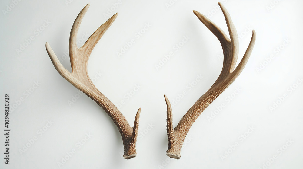 Hanging trophy Deer antlers isolated on a white background