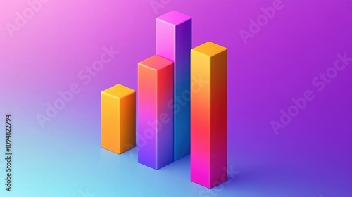 A colorful 3D bar chart showing monthly sales figures, with each bar standing at different heights, cast against a subtle gradient backdrop for contrast. Free Download A colorful 3D bar chart showing monthly sales figures, with each bar standing at different heights, cast against a subtle gradient backdrop for contrast. - GFXLoad