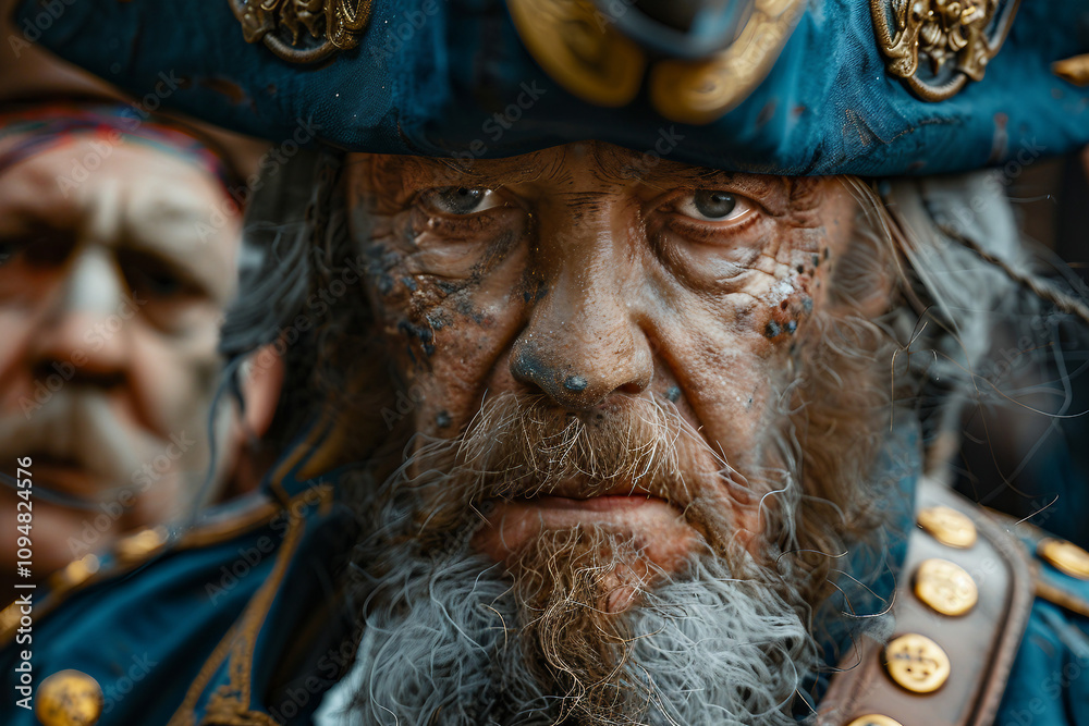Generative AI illustration of pirate captain on deck Generative AI illustration of pirate captain on deck