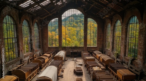 A Glimpse of Nature Through the Broken Windows of an Abandoned Factory
