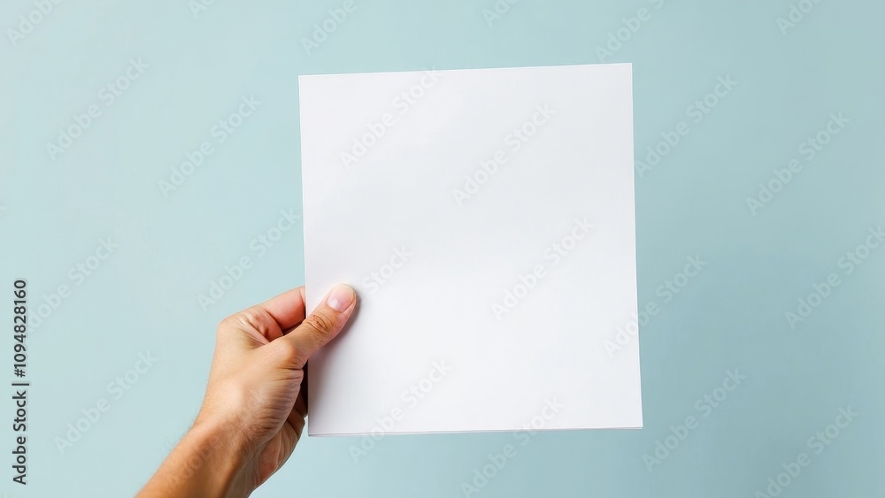 Isolated hand holding a blank document titled 'Healthcare Regulations' on a light background