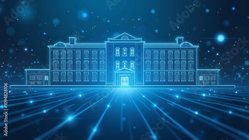 Digital blueprint of a hospital highlighting secure data transfer under GDPR compliance