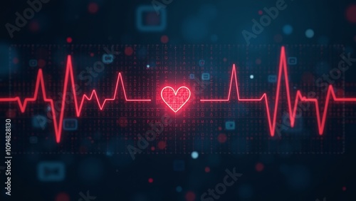 Digital heart rate monitor with encryption symbols, symbolizing secure healthcare data