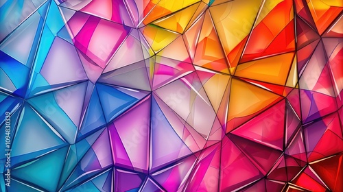 Abstract 3d rendering of polygonal background. Multicolor polygonal shape. Futuristic design.
