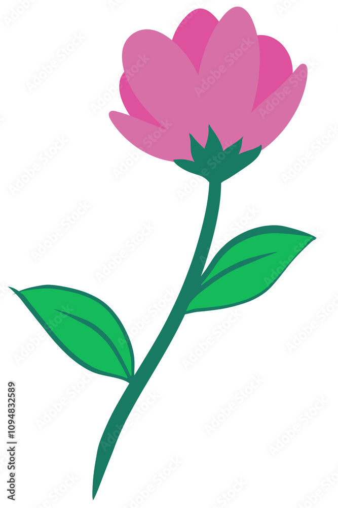 vector illustration of flower with stem and leaves vector illustration of flower with stem and leaves