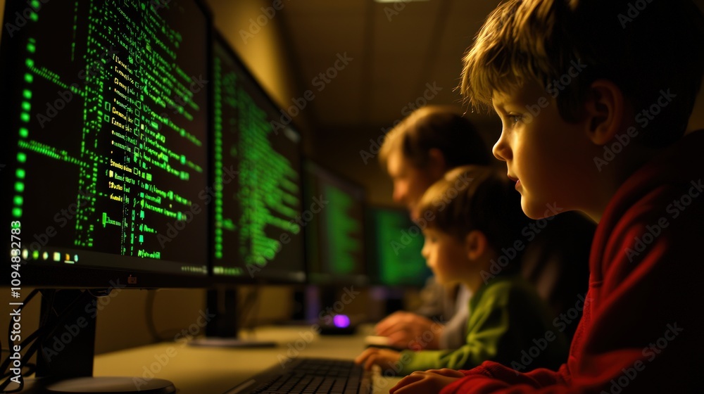 Kids Learning Technology and Data Privacy Classroom Educational Environment Kids Learning Technology and Data Privacy Classroom Educational Environment