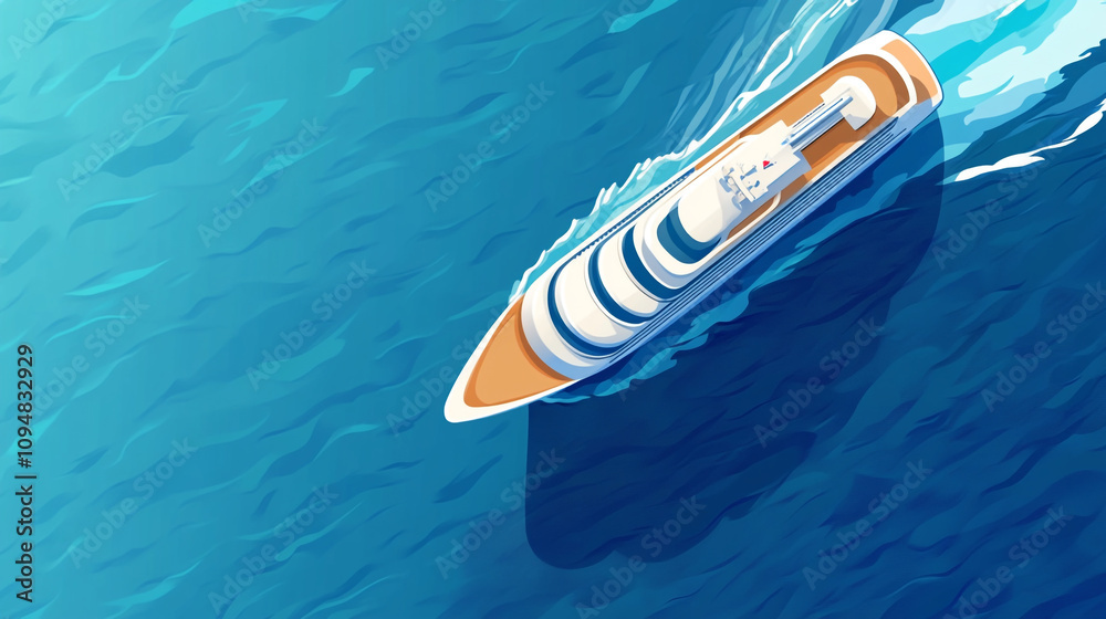 Cruise ship sailing through the tranquil blue waters under clear skies Cruise ship sailing through the tranquil blue waters under clear skies
