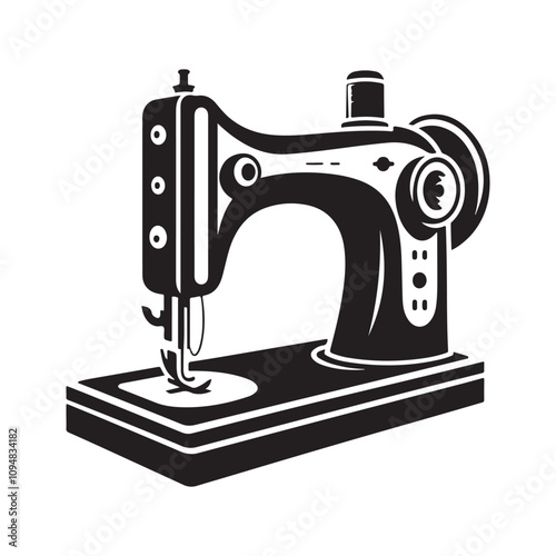 Sewing machine silhouette vector illustration on white background