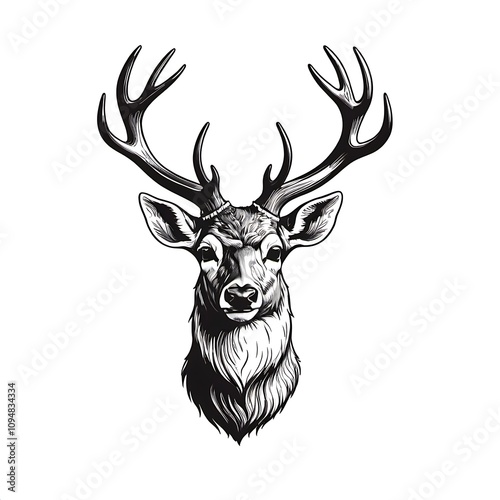 Design deer head isolated white background. Deer head sign logo
, isolated on white background photo