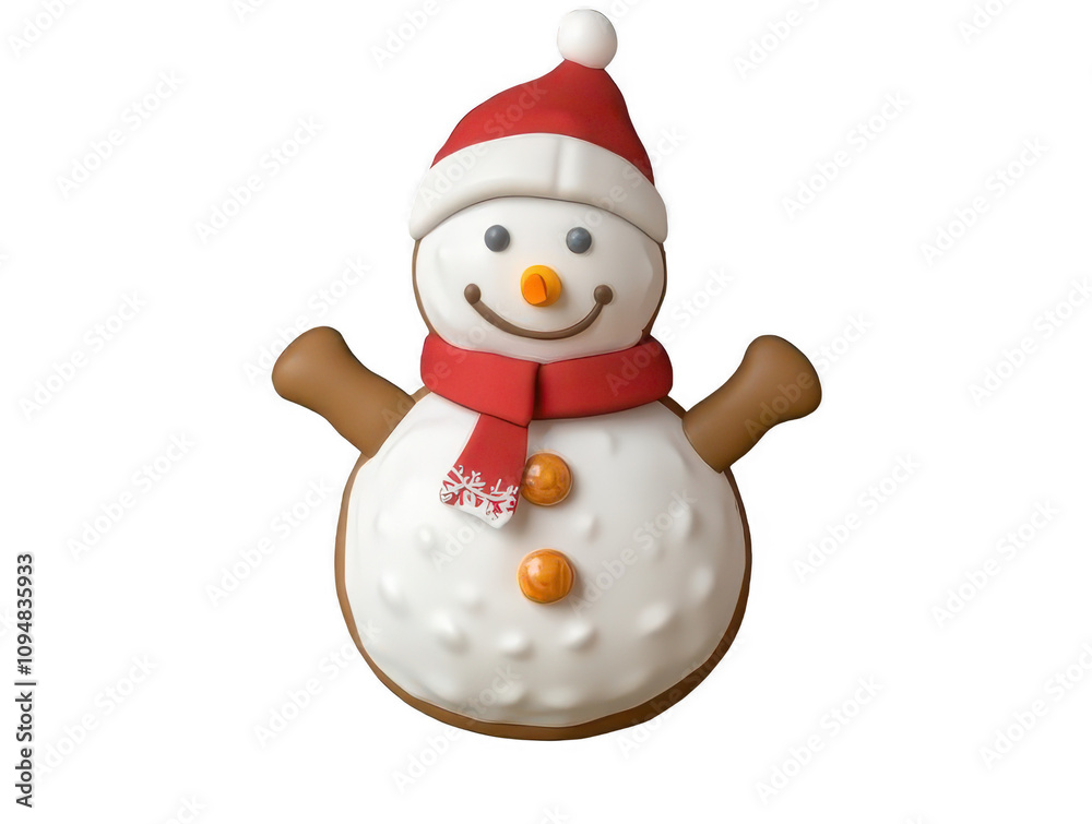 Gingerbread snowman cookie with a red scarf isolated on transparent background Gingerbread snowman cookie with a red scarf isolated on transparent background