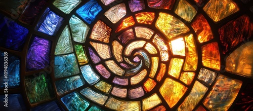 Spiral Stained Glass Window: A Kaleidoscope of Colors