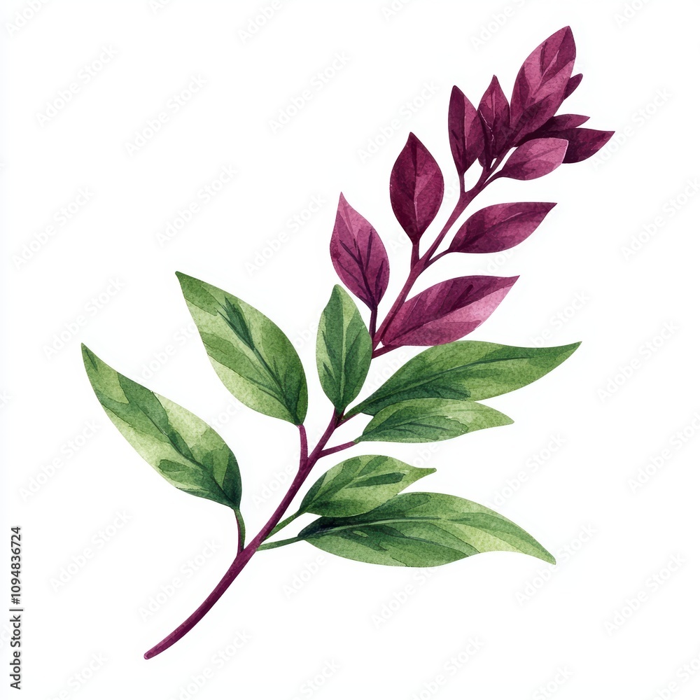 Vibrant Botanical Leaves: A Botanical Study in Purple and Green Vibrant Botanical Leaves: A Botanical Study in Purple and Green