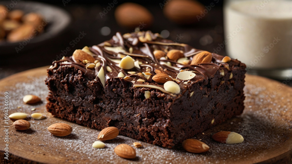Delicious chocolate brownie with nuts Delicious chocolate brownie with nuts