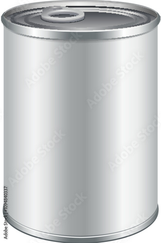 Blank tin can realistic mockup. Metal container