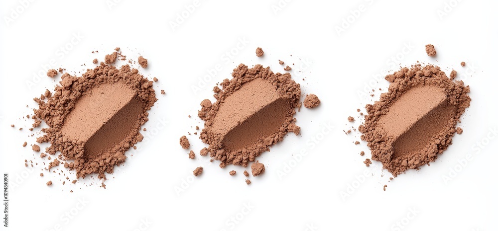 A splash of chocolate powder, accompanied by flying particles of coffee dust. Isolated cocoa grains float in a 3D modern texture, viewed from above. The scene captures a realistic explosion of A splash of chocolate powder, accompanied by flying particles of coffee dust. Isolated cocoa grains float in a 3D modern texture, viewed from above. The scene captures a realistic explosion of